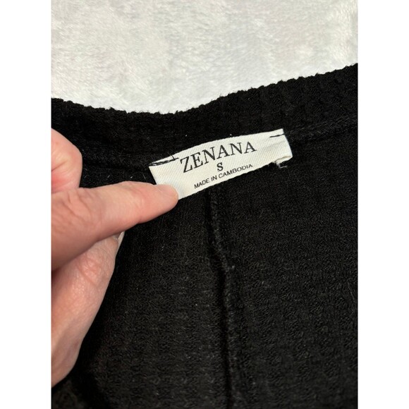 Zenana Black vneck Waffle Knit Oversized Sweater size small - Picture 7 of 7